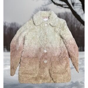 Anthropologie Plushy Faux Fur Jacket Ombre SZ XS Fairycore Cottagecore‎